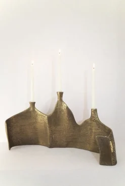 Pamono Night Strikes Sparks Triple Candelabrum in Brass Metal Resin by Atelier Ellery><noscript><img width=