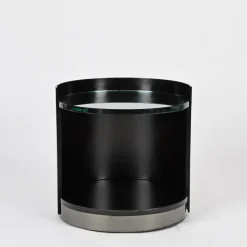 Hot Pamono Nightstand or Side Table in Lacquered Wood and Crystal by G. Moscatelli, Italy, 1970s