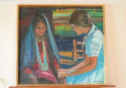 Pamono Nils Forsberg, Two Women, 1950s, Oil on Canvas, Framed> Mid-Century|Painting