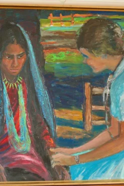 Pamono Nils Forsberg, Two Women, 1950s, Oil on Canvas, Framed><noscript><img width=