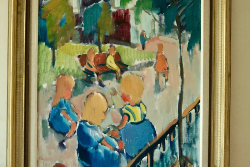 Pamono Nils Severin, Park View, Mid-20th Century, Oil on Canvas, Framed> Mid-Century