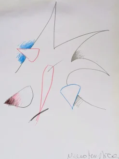 Pamono Nino Mustica, Abstract Composition, Pencil Drawing in Colours on Paper> Abstraction
