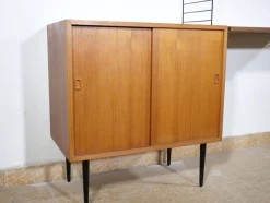 Pamono Nisse String Wall Shelf with Sideboard Made of Nut Wood by Kajsa & Nils Strinning, 1960 from String, Set of 8><noscript><img width=