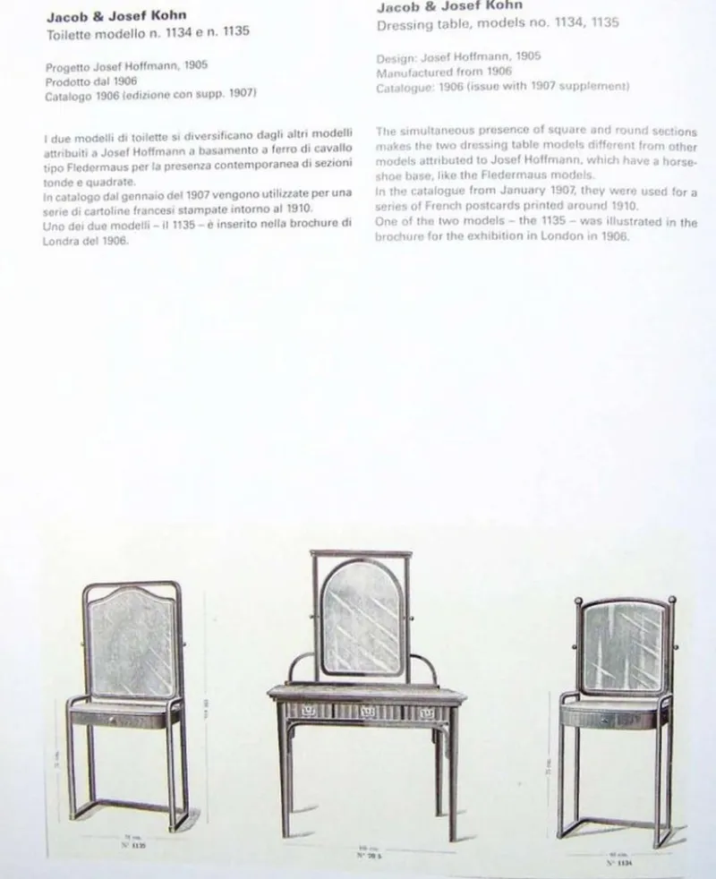 Pamono No. 1134 Dressing Table attributed to Josef Hoffmann for J&J Kohn, 1904> Dressing Tables