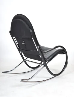 Best Pamono Nonna Rocking Chair in Chrome & Leather by Paul Tuttle for Strässle International, Switzerland, 1972
