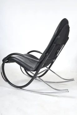 Best Pamono Nonna Rocking Chair in Chrome & Leather by Paul Tuttle for Strässle International, Switzerland, 1972