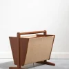 Pamono Nordic Magazine Rack in Wood and Linen, 1960s> Magazine Racks