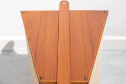 Pamono Nordic Magazine Rack in Wood and Linen, 1960s><noscript><img width=