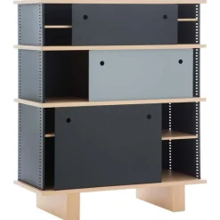 Pamono Nuage Shelving Unit in Wood and Aluminium by Charlotte Perriand for Cassina><noscript><img width=
