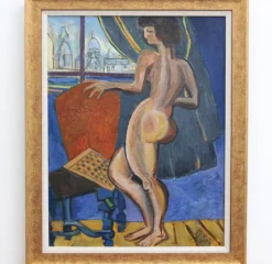 New Pamono Nude at the Window Overlooking Sacré-Coeur by Louis Latapie, 1930s