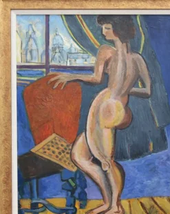 New Pamono Nude at the Window Overlooking Sacré-Coeur by Louis Latapie, 1930s