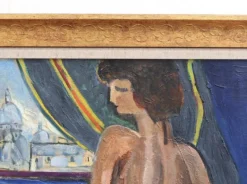 New Pamono Nude at the Window Overlooking Sacré-Coeur by Louis Latapie, 1930s