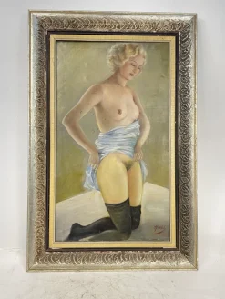 Pamono Nude Portrait of a German Woman, Oil on Canvas, 1920s, Framed> Art Deco