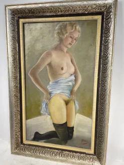 Pamono Nude Portrait of a German Woman, Oil on Canvas, 1920s, Framed><noscript><img width=