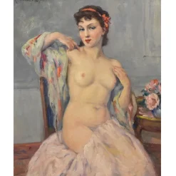 Online Pamono Nude Woman, Oil on Canvas, Framed