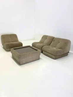 Pamono Nuvolone Modular Lounge Sofa with Coffee Table attributed to Rino Maturi for Mimo Padova, 1970s, Set of 4> Living Room Sets