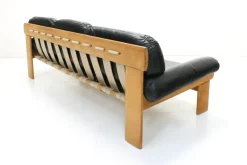 Pamono Oak and Leather Africa Armchairs and Sofa by Esko Pajamies for Asko Oy, 1970s, Set of 3><noscript><img width=