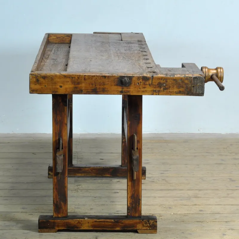 Pamono Oak and Pine Carpenter's Workbench, 1900s> Worktables & Workbenches