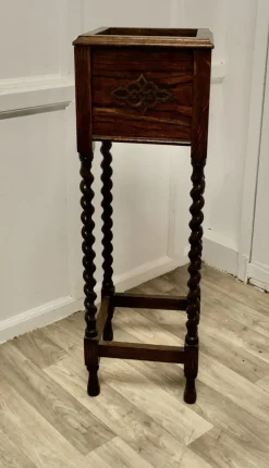 Pamono Oak Barley Twist Planter, 1890s> Planters And Jardiniere