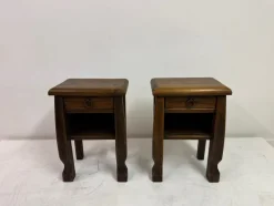 Pamono Oak Bedside Tables in the style of Olavi Hänninen, 1960s, Set of 2><noscript><img width=