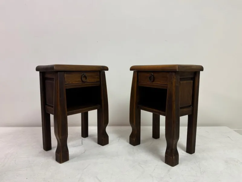 Pamono Oak Bedside Tables in the style of Olavi Hänninen, 1960s, Set of 2> Nightstands