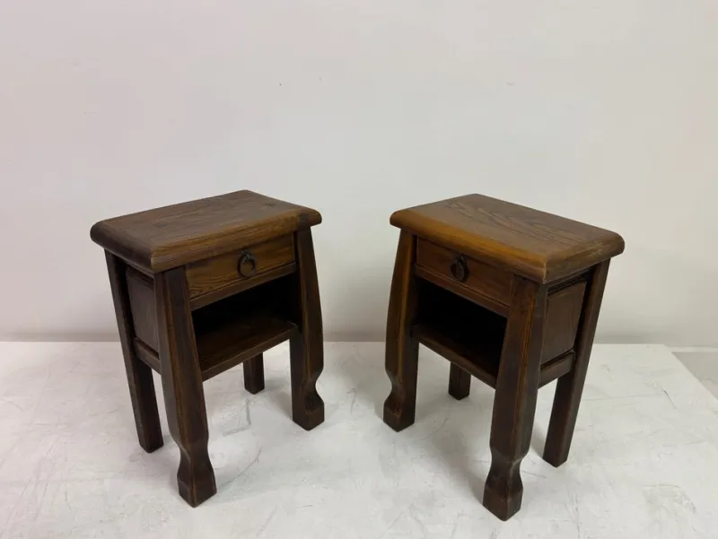 Pamono Oak Bedside Tables in the style of Olavi Hänninen, 1960s, Set of 2> Nightstands
