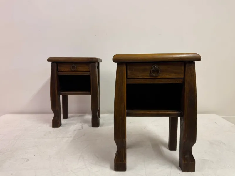 Pamono Oak Bedside Tables in the style of Olavi Hänninen, 1960s, Set of 2> Nightstands