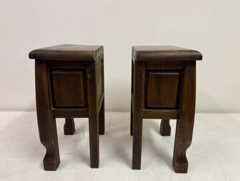 Pamono Oak Bedside Tables in the style of Olavi Hänninen, 1960s, Set of 2> Nightstands