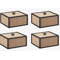 Pamono Oak Frame Boxes by Lassen, Set of 4> Trunks, Crates & Baskets
