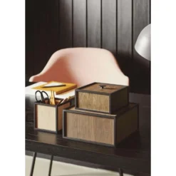 Pamono Oak Frame Boxes by Lassen, Set of 4><noscript><img width=