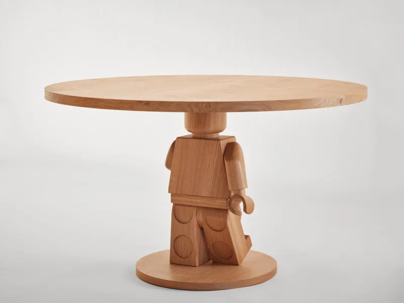 Pamono Oak Round Lego Sculpture Base Dining Table by Interni for SoShiro> Tables