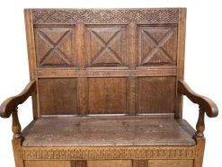 Online Pamono Oak Storage Bench, 19th Century