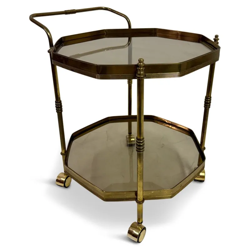 Sale Pamono Octagonal Brass Drinks Trolley, 1980s