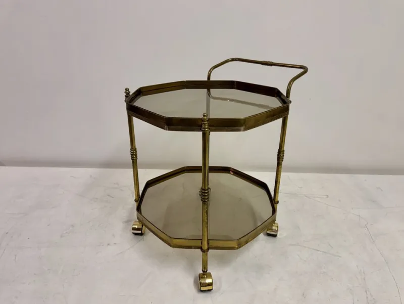 Sale Pamono Octagonal Brass Drinks Trolley, 1980s