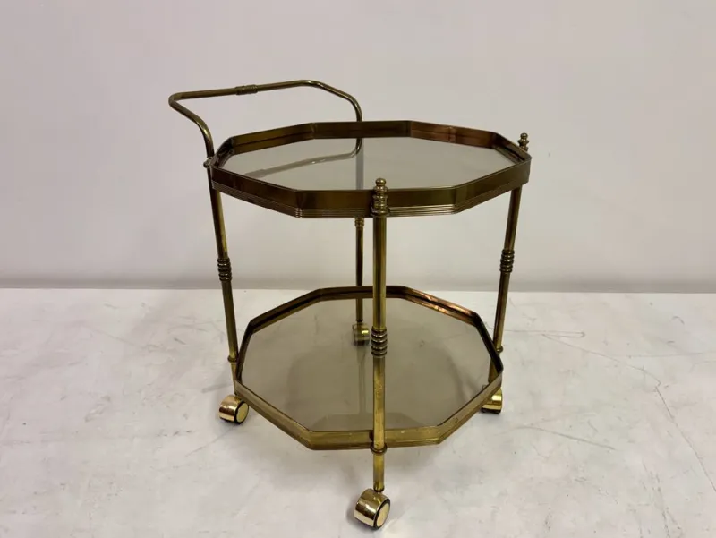 Sale Pamono Octagonal Brass Drinks Trolley, 1980s