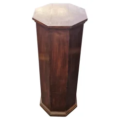 Pamono Octagonal Column in Walnut, 1920s><noscript><img width=