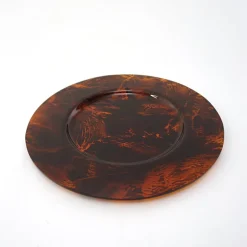Pamono Octagonal Faux Tortoiseshell Tray with Round Plates attributed to Dior, 1970s, Set of 5> Trays