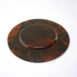 Pamono Octagonal Faux Tortoiseshell Tray with Round Plates attributed to Dior, 1970s, Set of 5> Trays