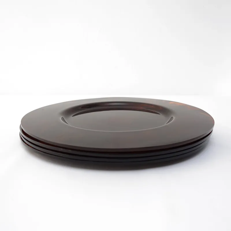 Pamono Octagonal Faux Tortoiseshell Tray with Round Plates attributed to Dior, 1970s, Set of 5> Trays