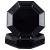 Pamono Octagonal Plates in Black Glass from Arcoroc, France, 1970s-1980s, Set of 6> Dinner Plates & Bowls