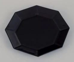 Pamono Octagonal Plates in Black Glass from Arcoroc, France, 1970s-1980s, Set of 6> Dinner Plates & Bowls
