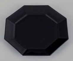 Pamono Octagonal Plates in Black Glass from Arcoroc, France, 1970s-1980s, Set of 6><noscript><img width=