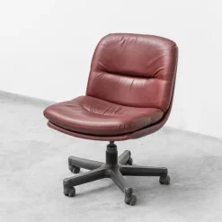 Online Pamono Office Chair in Burgundy Leather, 1970s