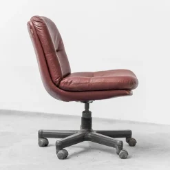 Online Pamono Office Chair in Burgundy Leather, 1970s