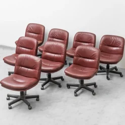 Online Pamono Office Chair in Burgundy Leather, 1970s