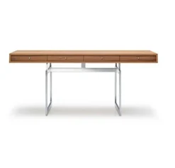 Pamono Office Desk in Walnut and Stainless Steel Frame by Bodil Kjaer for Karakter><noscript><img width=
