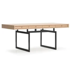 Pamono Office Desk in Walnut and Stainless Steel Frame by Bodil Kjaer for Karakter><noscript><img width=