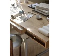 Pamono Office Desk in Walnut and Stainless Steel Frame by Bodil Kjaer for Karakter><noscript><img width=