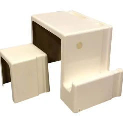 New Pamono Off-White Plastic Childrens Desk and Stool, 1970s, Set 2