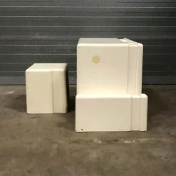 New Pamono Off-White Plastic Childrens Desk and Stool, 1970s, Set 2
